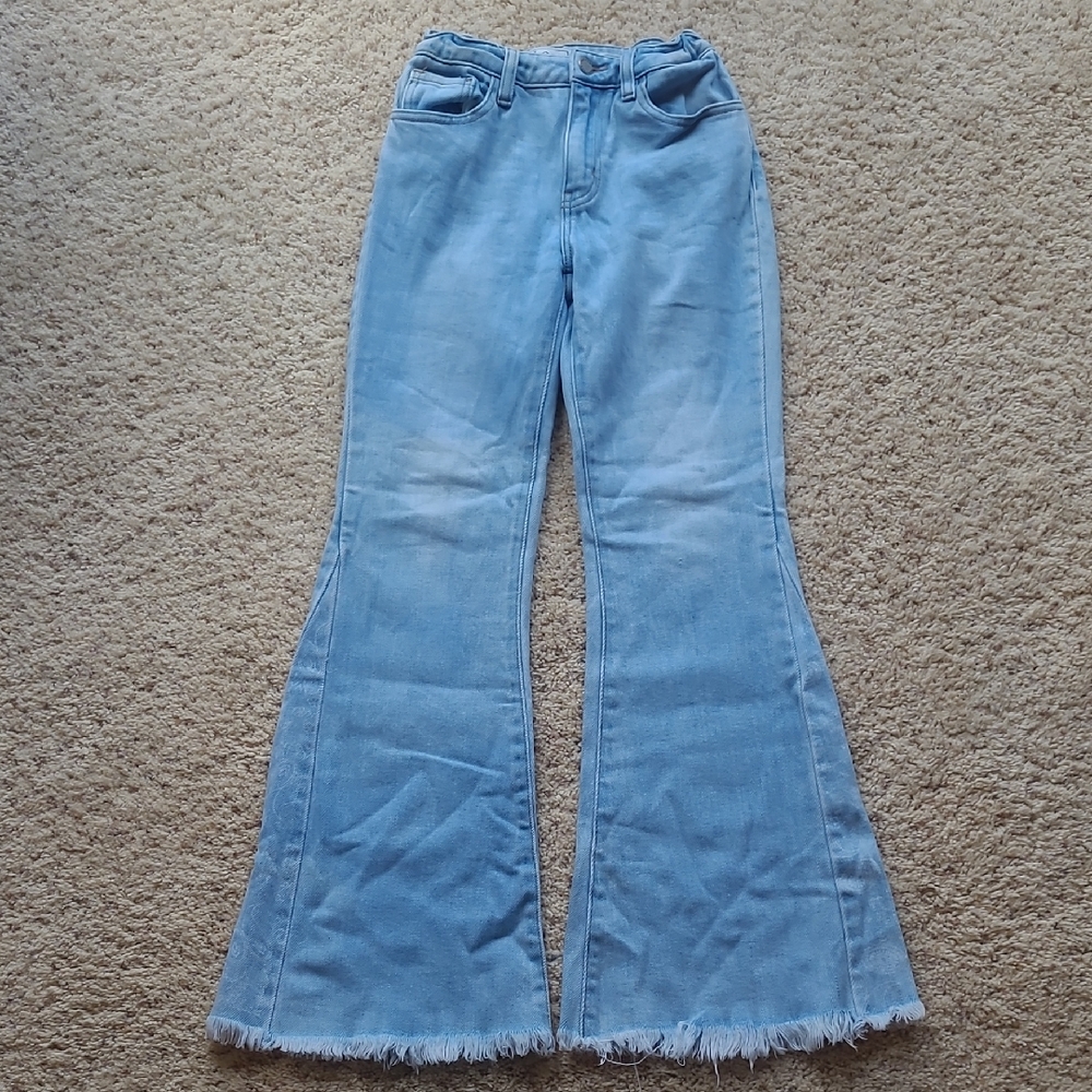 girls Light Blue Flared Jeans